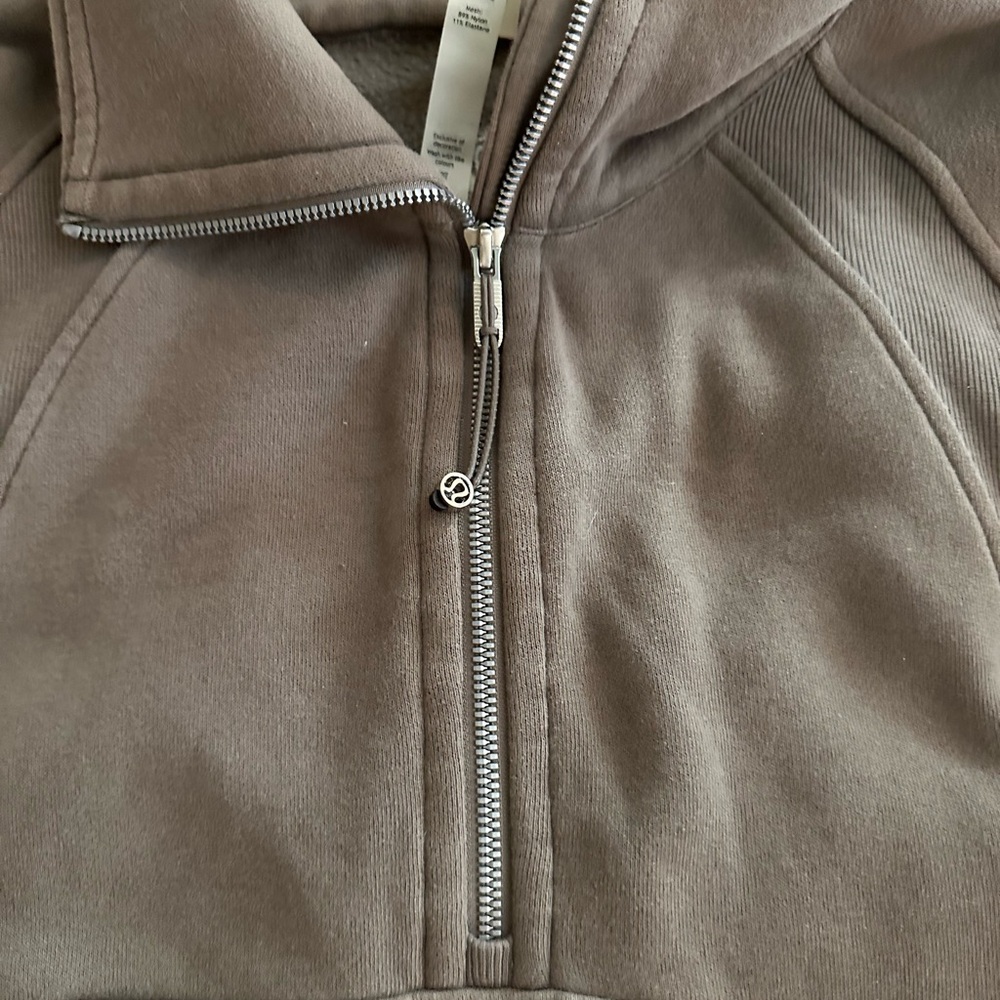 lululemon athletica cropped half-zip sweatshirt in taupe - Picture 3 of 6